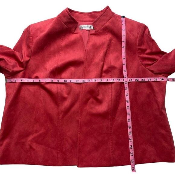 Tahari "Coral Reef" Faux Suede Moleskin Open Front Blazer sz 24W NEW‎ - Picture 2 of 8